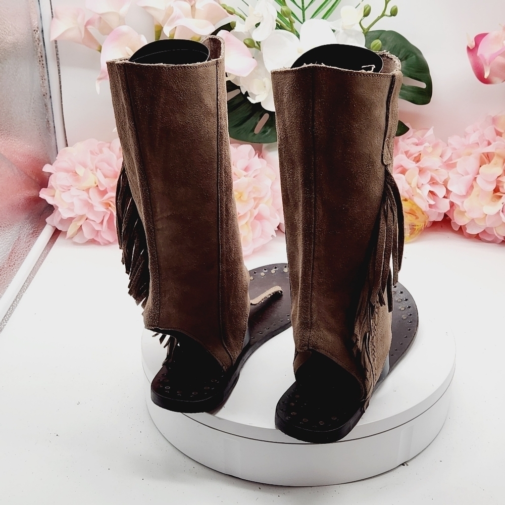 Musse And Cloud By Anthropologie Brown Suede Western Boot Sandal Sz 8 - Picture 9 of 16